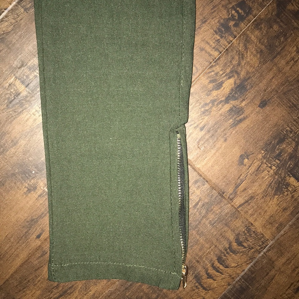 Olive Green motto leggings, - Picture 4 of 8